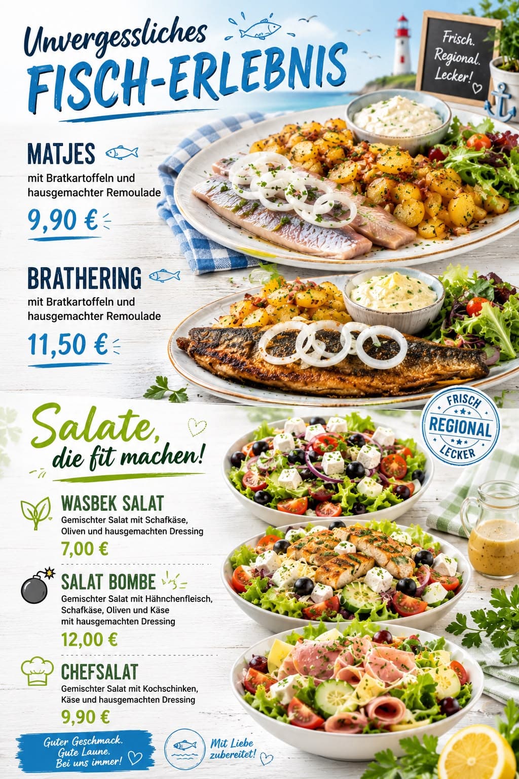 Fisch-Spezialitäten der Karte